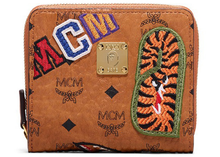 Load image into Gallery viewer, MCM x BAPE Shark Zip Wallet Visetos Mini Cognac
