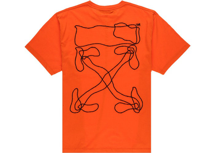 OFF-WHITE Oversized Abstract Arrows Embroidered T-Shirt Orange/Black Size M / L / XL