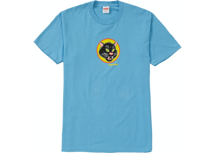 Supreme Black Cat Tee Light Blue Size M