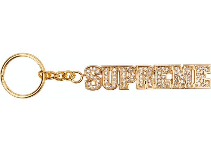 Supreme Block Logo Keychain Gold