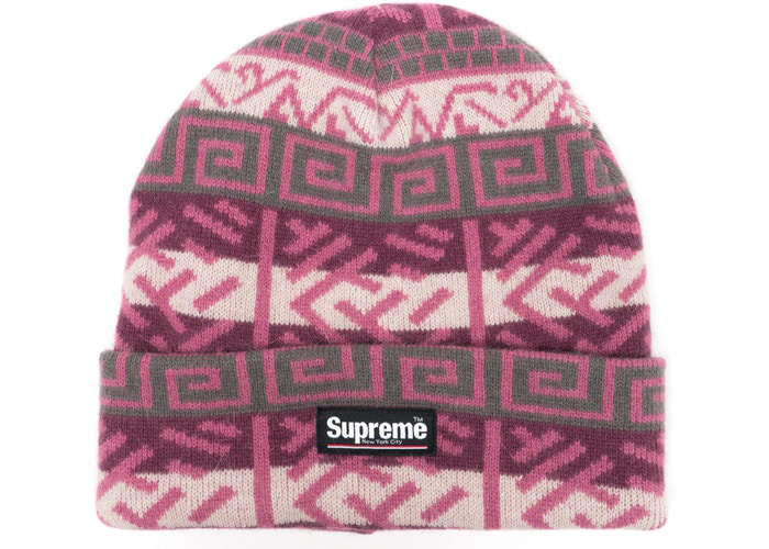 Supreme Brushed Pattern Beanie Purple