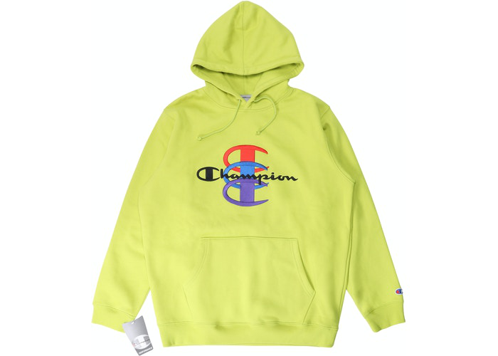 Supreme Champion Stacked C Hooded Sweatshirt Bright Green Size M