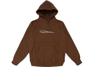 Supreme Classic Script Hooded Sweatshirt Brown Size S