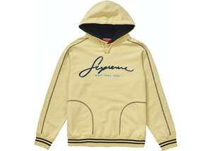 Supreme Contrast Embroidered Hooded Sweatshirt Pale Yellow Size M