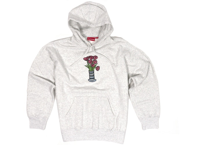 Supreme Flowers Hooded Sweatshirt Ash Grey Size M