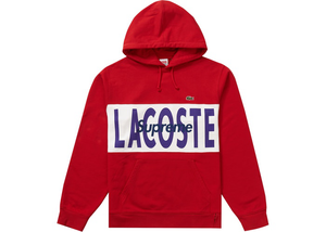 Supreme LACOSTE Logo Panel Hooded Sweatshirt Red Size L