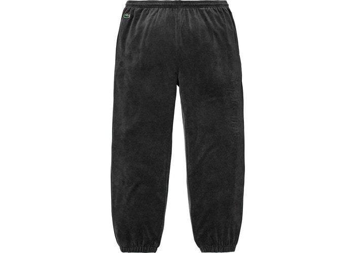 Supreme LACOSTE Velour Track Pant Black Size XL