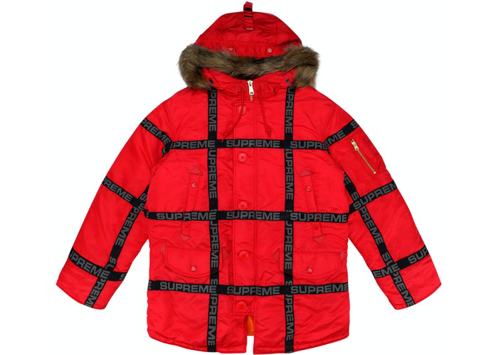 Supreme Logo Tape N-3B Parka Red