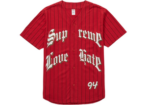 Supreme Love Hate Baseball Jersey Red Size M