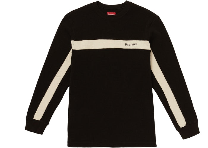 Supreme Panel Stripe Waffle Thermal Black Size L