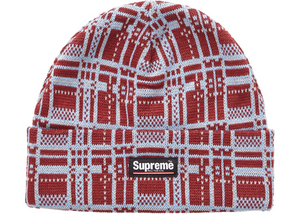 Supreme Plaid Beanie Burgundy