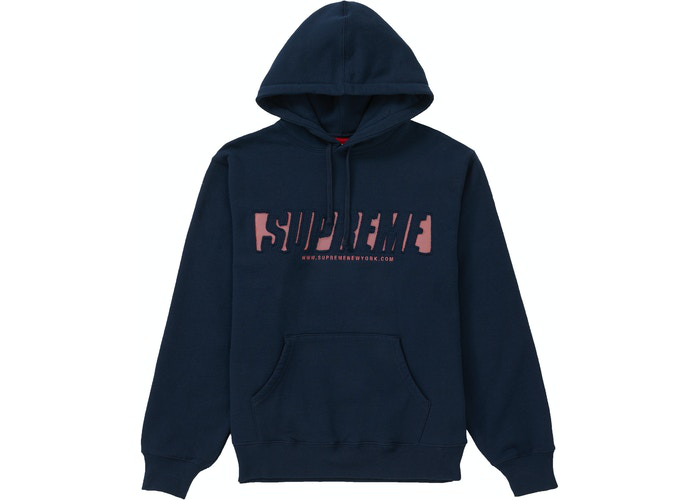 Supreme Reflective Cutout Hooded Sweatshirt Navy Size XL