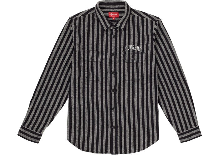 Supreme Stripe Heavyweight Flannel Shirt Black Size M