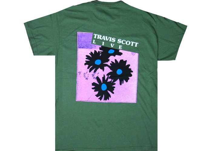 Travis Scott Astroworld Festival Run Flower Tee Olive Size XL